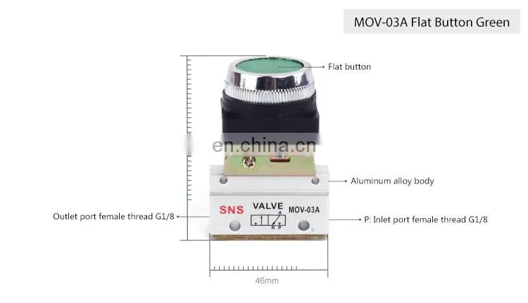 SNS MOV Series aluminum alloy pneumatic hand control air mechanical valve with push button