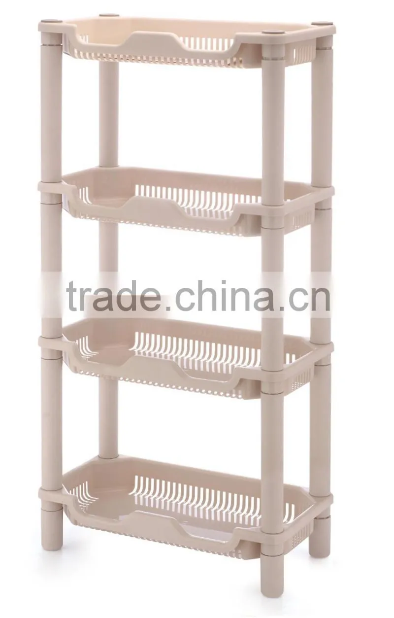 Plastic bathroom storage holders/4 layer plastic storage holders/household plastic items With wheels