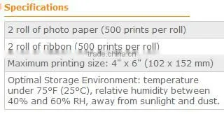 Hiti P520L Photo Paper and Ribbon 4x6 inches