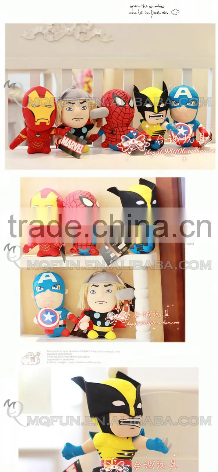 Mini Qute 18-20cm 5 style marvel avenger captain america Thor superman dolls plush toys NO.MQ 053