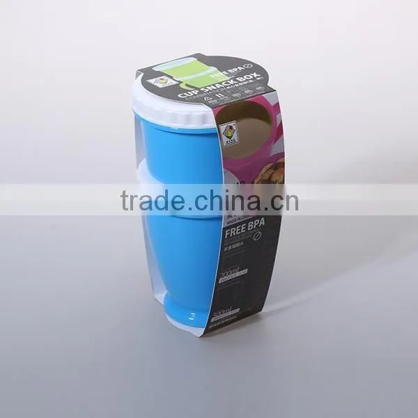 plastic 200ml snack box and 300ml plasic mug with lid
