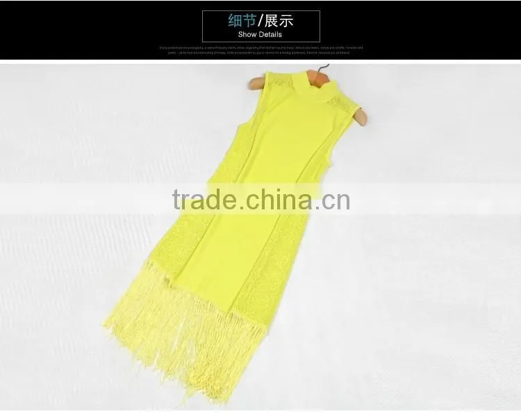 2017 hot new women hollow knit dress sleeveless slim hip long dress with tassel