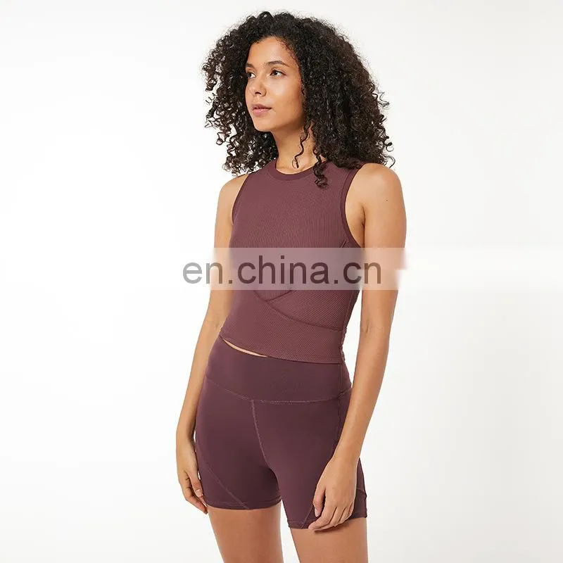 OEM & ODM Supplier Custom Logo Ribbed Fashion Gym Wear Sleeveless Yoga Crop Tank Top