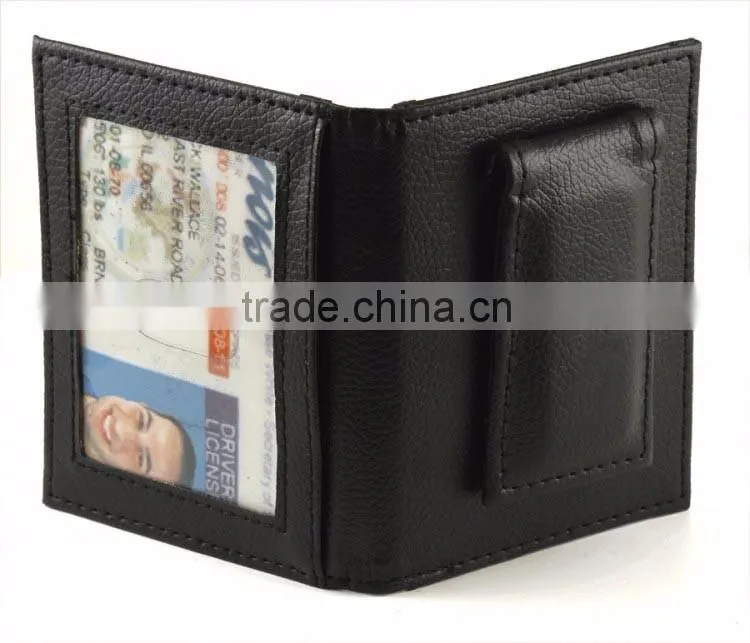 Leather strong magentic money clip bifold card slot money clip for men