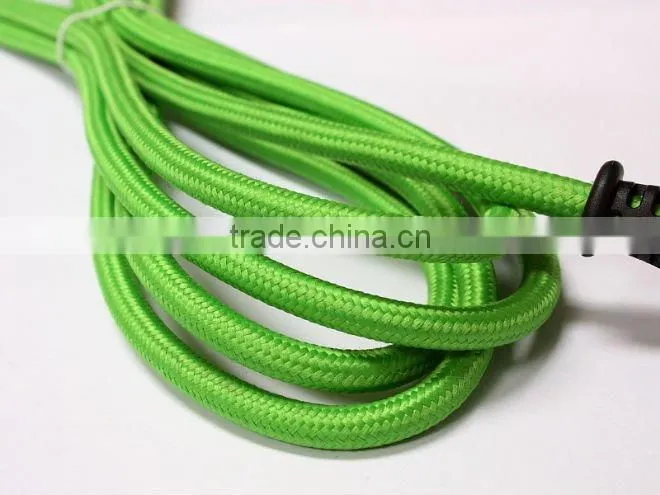 Green textile braided lamp power cord plug