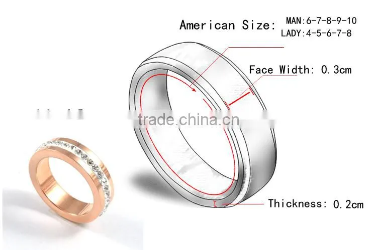 Factory sell yellow gold stainess steel wedding ring pave crystal ring