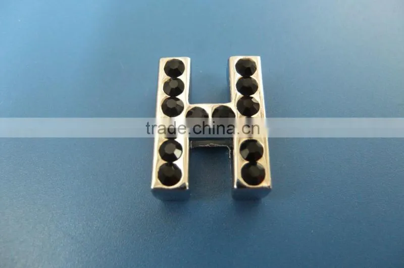 18mm Slide Letters with Black Rhinestone