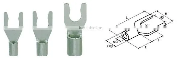 Non insulated fork terminal,terminal cable,tinned cable lug