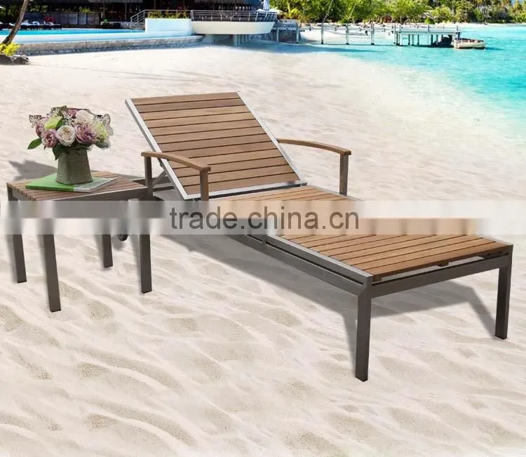 New Design Simple Leisure 1 Set Stainless Steel Teak Pool Luxury Chaise Lounge