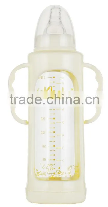 2014 Baby milk bottles wholesale borosilicate glass feeding bottle baby feeding set