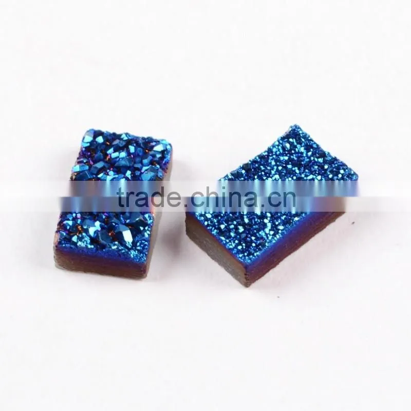 Small grain rectangle flat agate druzy bar cabochon semi-precious gemstone for jewelry