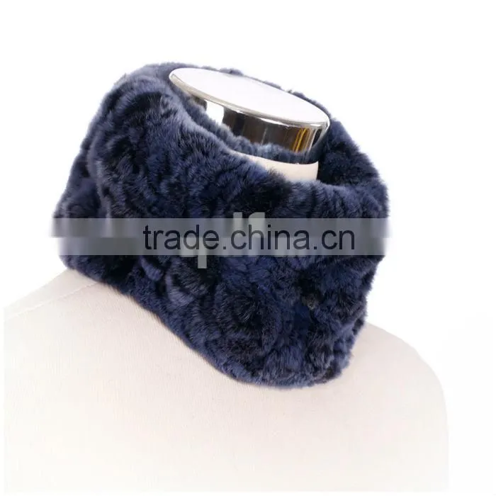 QD30440 Lady New Design Warmer Real Rex Rabbit Fur Scarf