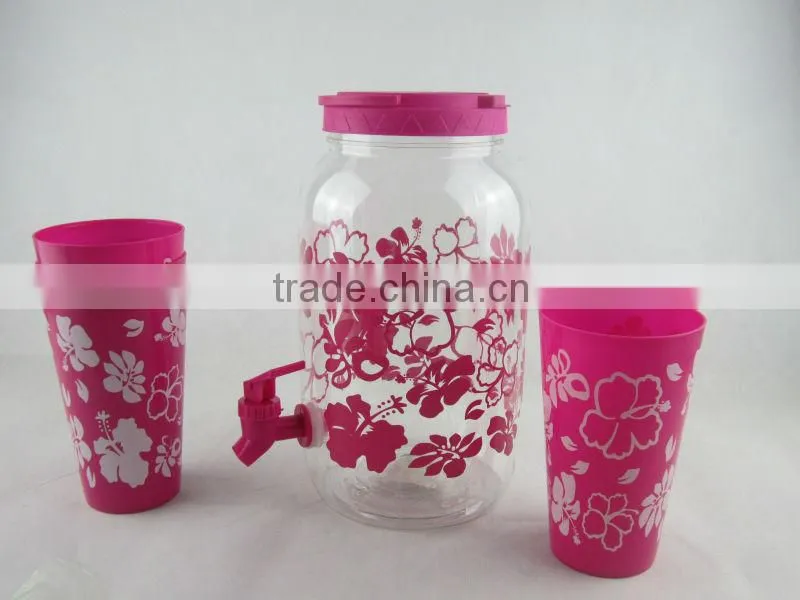 BPA Free beverage dispenser, PET juice jar, plastic sun tea jar,water container custom logo