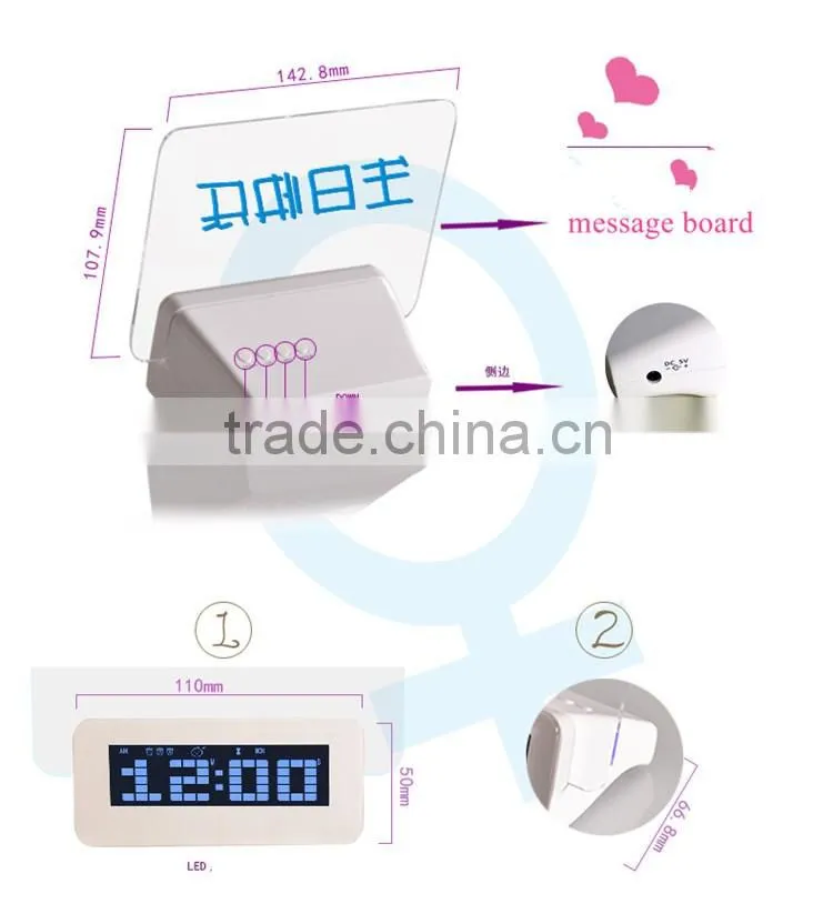 New Design Promotion Multi-functional Music Digital LED Message Board Alarm Clock with Countdown & Countup Functions