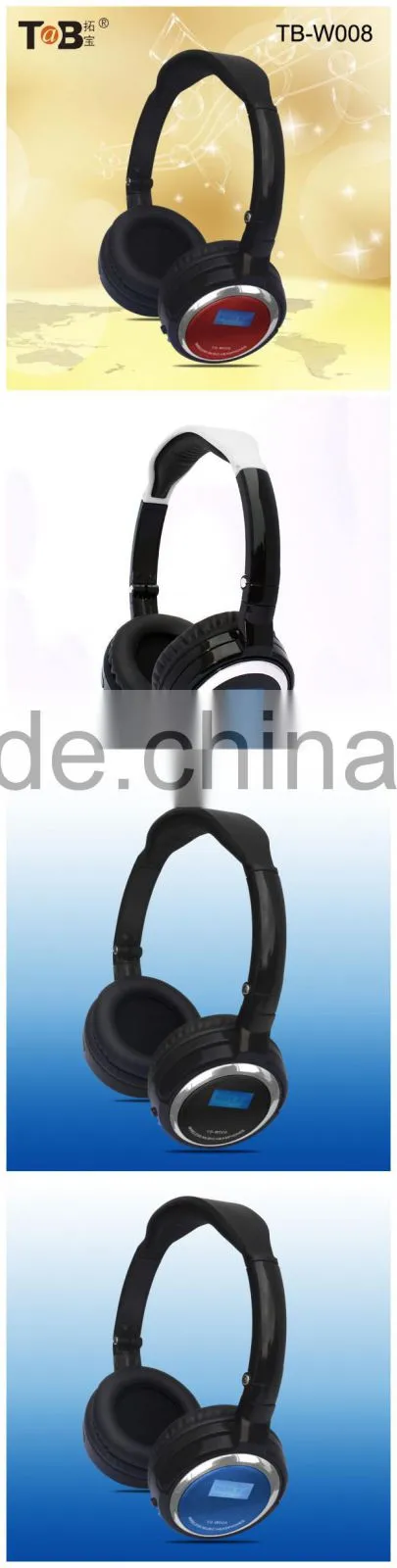 Hot selling product on November foldable wireless unique design with display screen sd card slot headphones built in fm radio