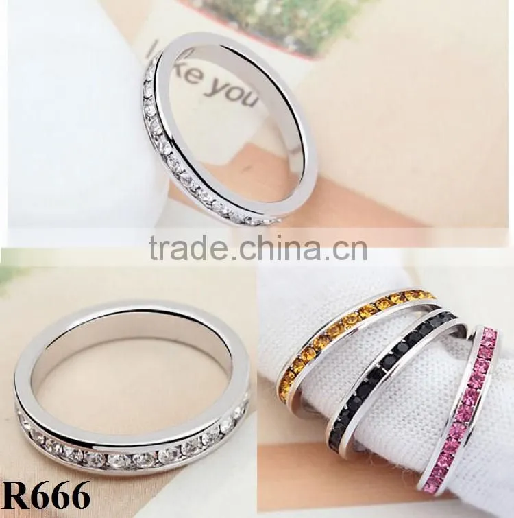 Crystal wedding ring simple design silver plated ring R666
