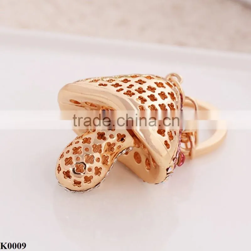 Letest design mushroom logo alloy crystal Keychain K0009