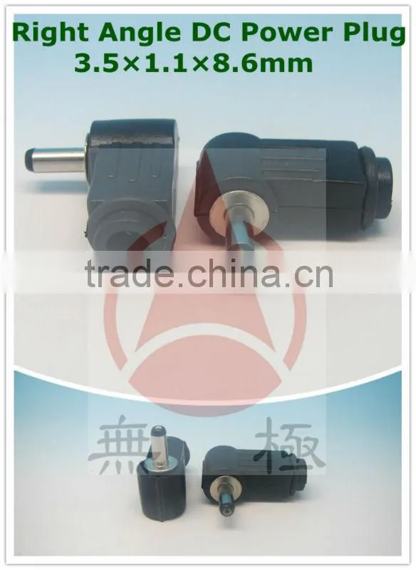 HOT Selling Nickel plated DC Power pin socket Male 3.5 x1.1x8.6MM Right Angle DC Plug Connector