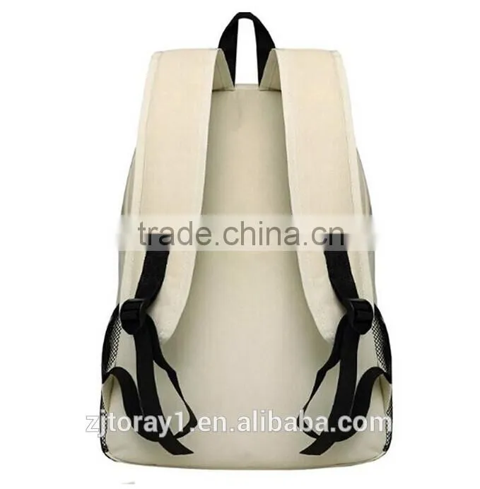 Plain White Custom Logo Backpack School Bag