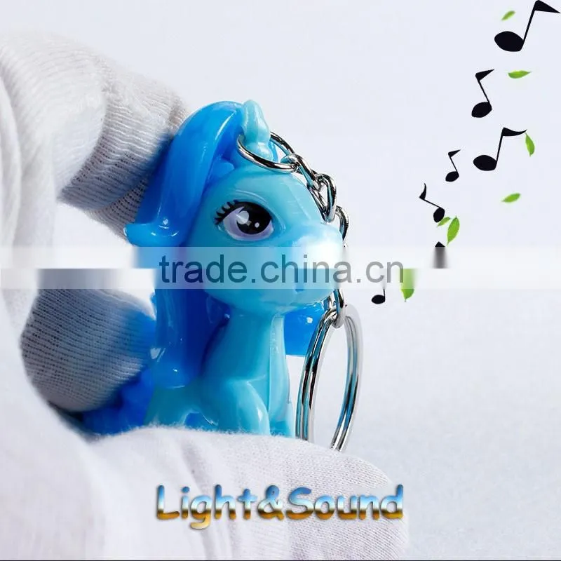 Cartoon Horse Character LED light flash keychain