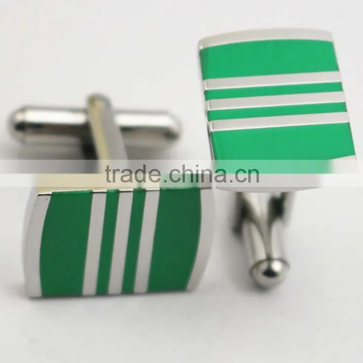 Silver Plated Copper Rectangle Black Enamel Cuff Links