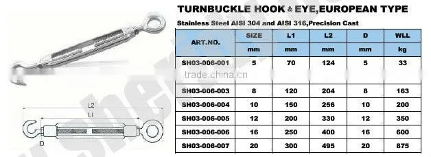 Hook and Eye Cable Tensioning Screw