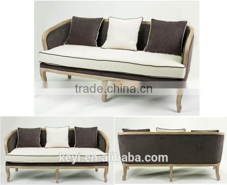 American country style Mashup fabric sofa/wooden fabric couch(CH-866-OAK)