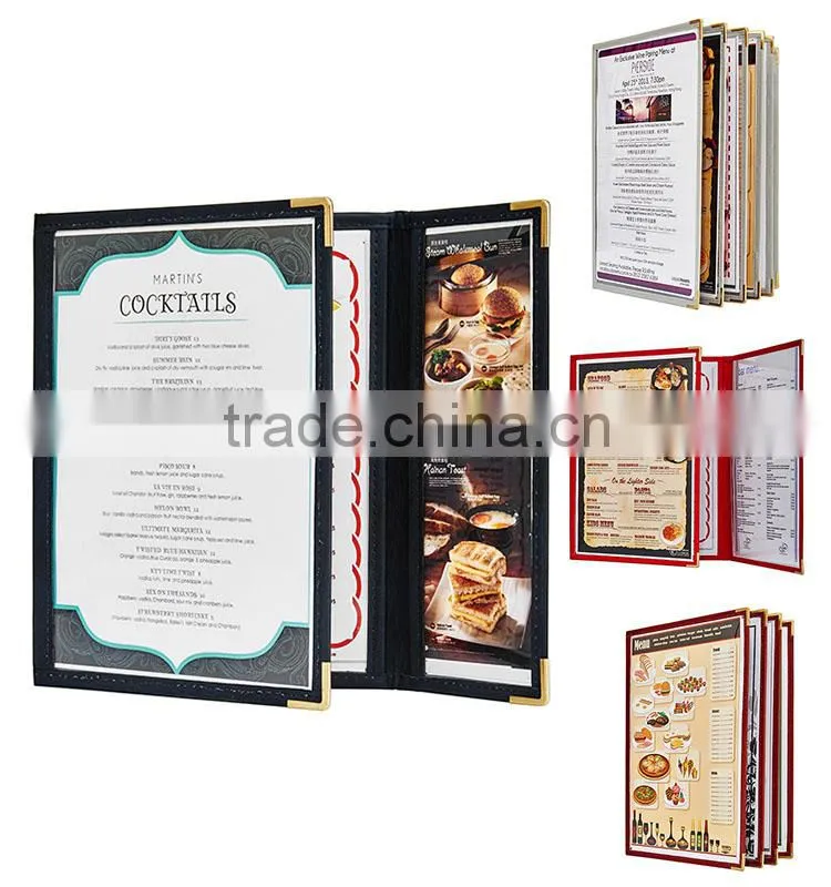 Triple Panel 6 views Leatherette Leatherette plastic folder / a4 insert paper size