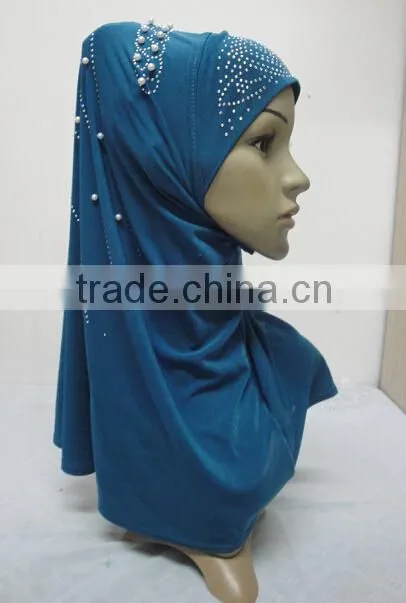 H284 new style one piece hijab with handmade chains and beadings
