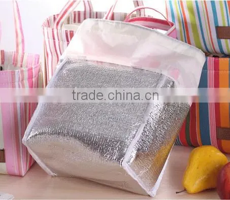 Hotsale stripe design cooler lunch bag china supplier