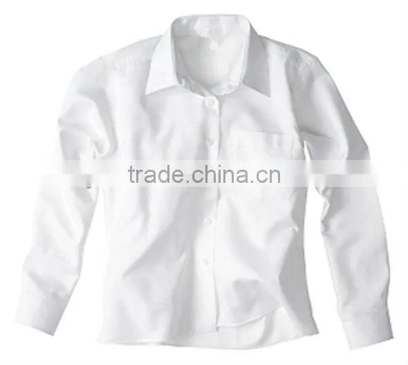 Pure Brushed Polyester White Long Sleeve School Blouse