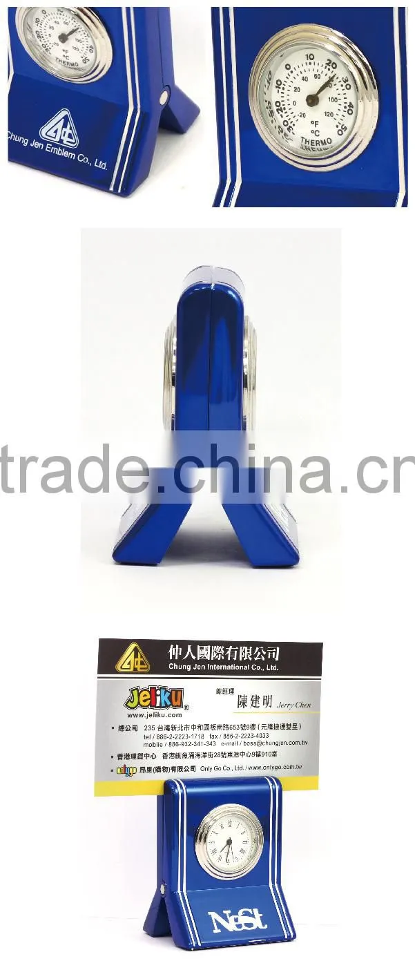 Premium clock function name card metal memo clip holders