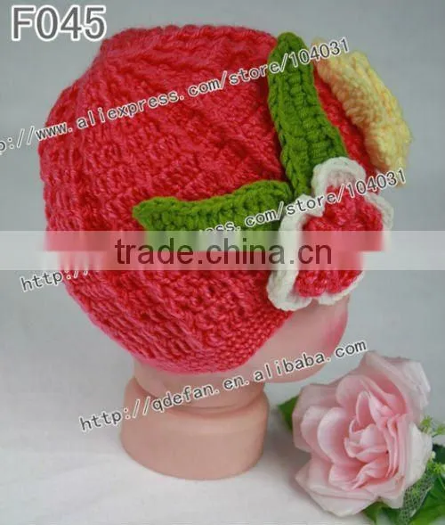 100% cotton crochet baby girl flower hats ,fabric flower hat accessories,knit flowers for hats