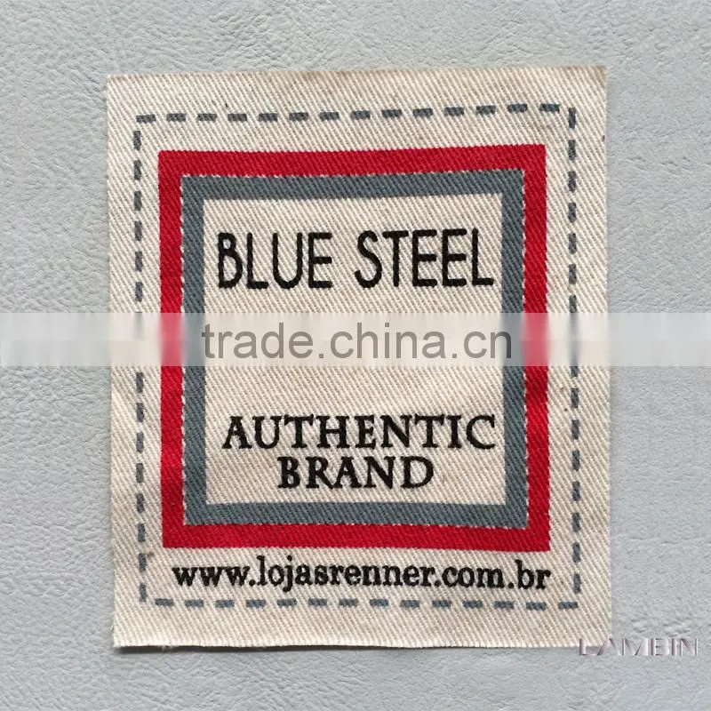 Canvas silk screen printed label neck label for garments