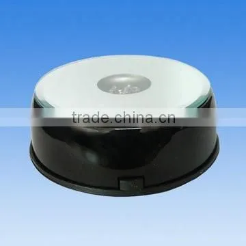 3D laser engraved crystal cube with multicolor round rotating led light base/rotating display led light stand