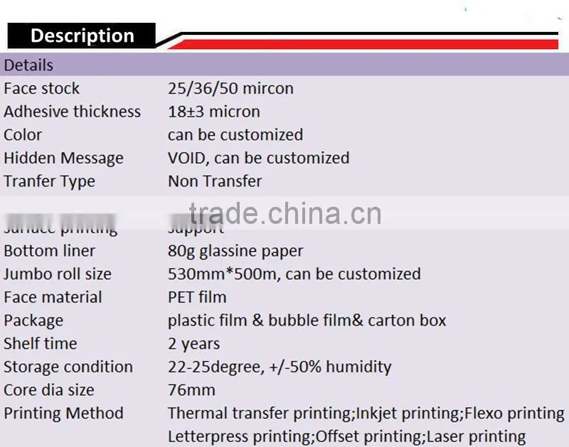 Non transfer label material VOID security tag