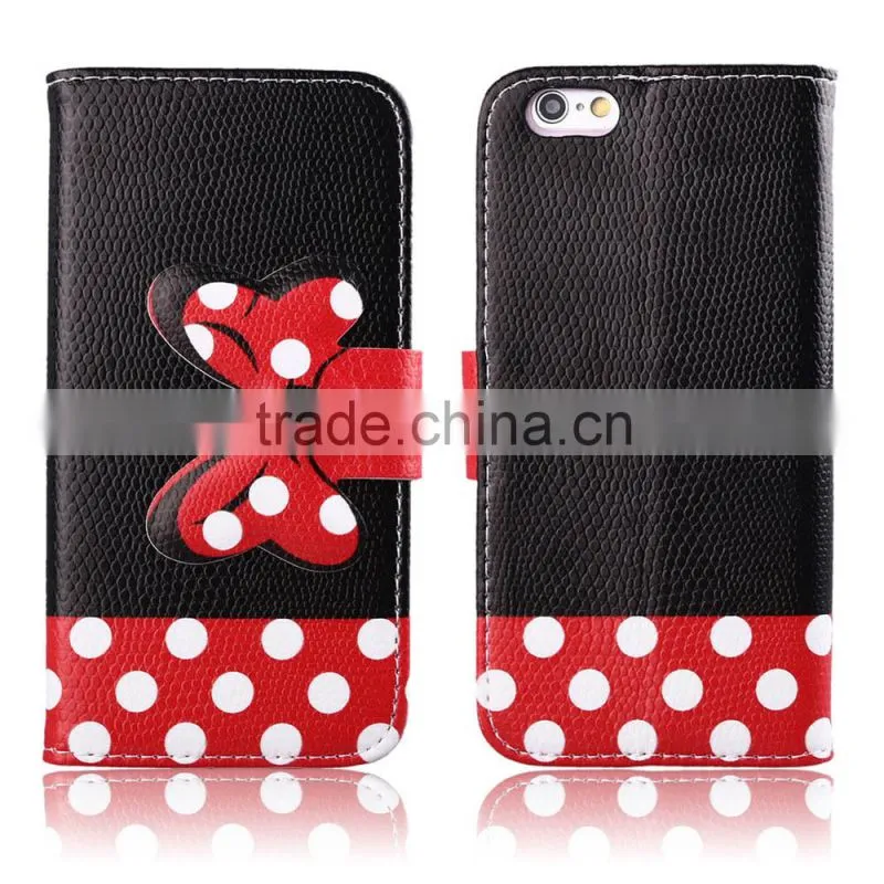 Patent Design Bowknot Button Wallet Leather Case For iPhone 5/5s