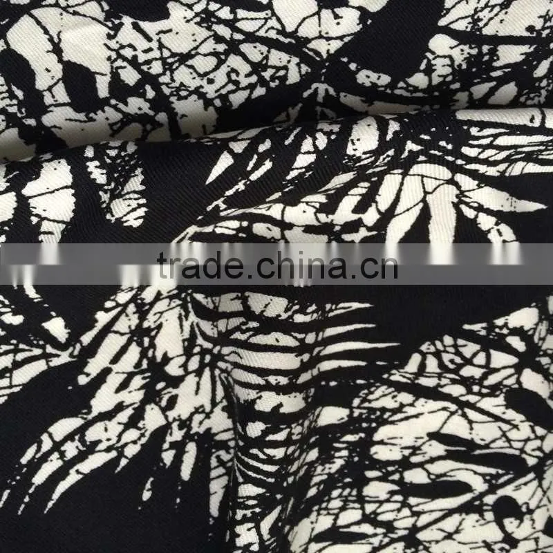 wholesale quality hawaii leaf printing rayon twill fabric