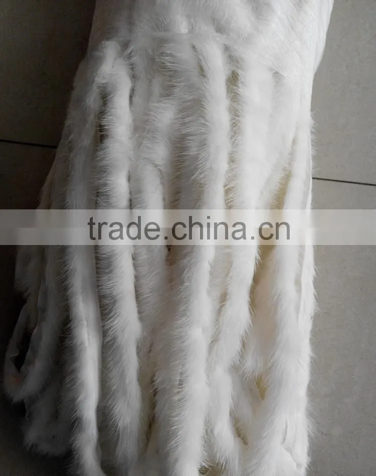 China Wholesale Dye Mink Fur Strip / Fur Collar / Real White Mink Fur Trimming