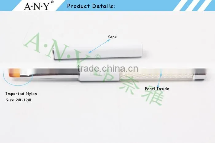 ANY Nail Art Design Care Nylon Hair French Manicure Nail Brush Gold Handle