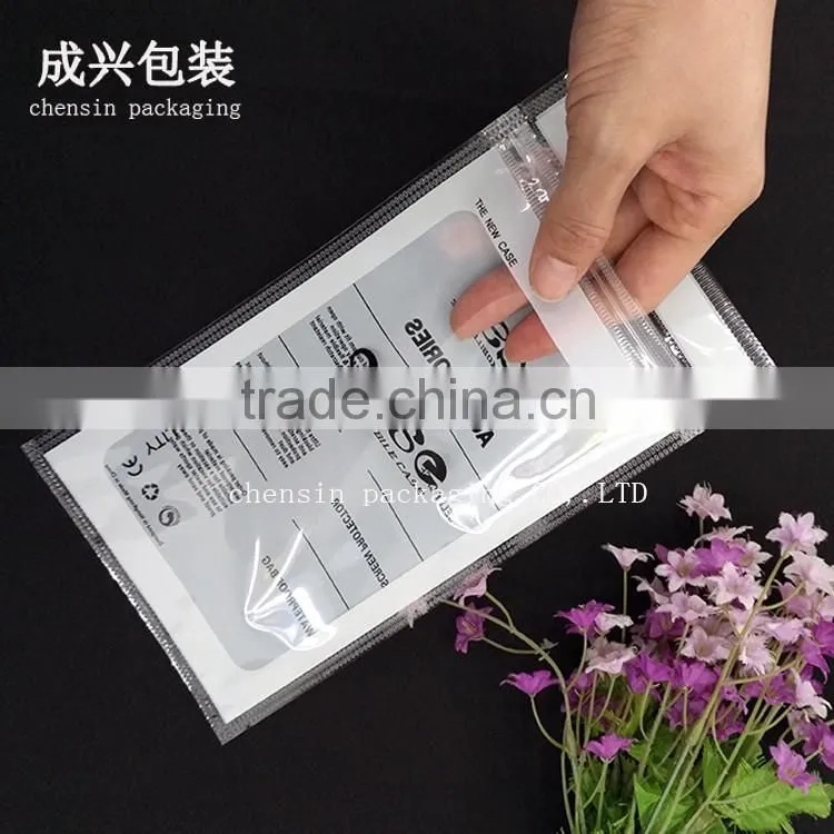 white printing plastic packaging for leather case/phone case packaging bag within zipper/rotogravure printing packaging