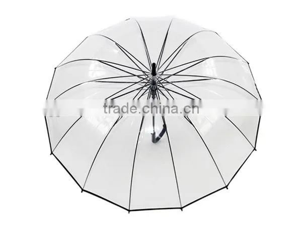 23" 14k Straight Transparent POE Rain Umbrella