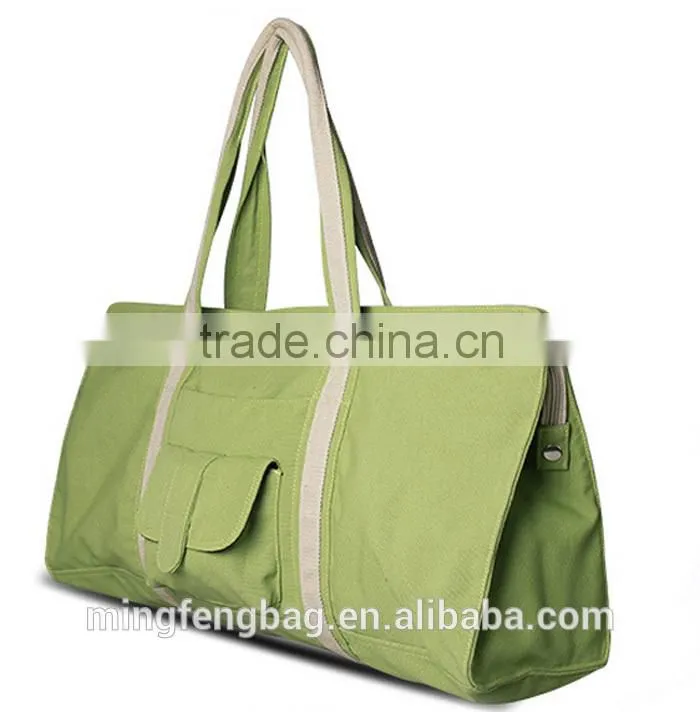 2015 New Custom High Quality Large Capacity Tote and Sling Shoulder Cotton Canvas Yoga Bag for Women
