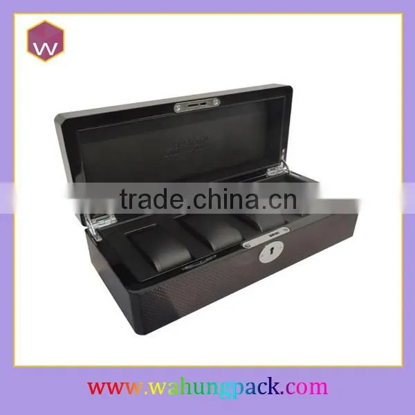 Acrylic Window Wooden Black Watch Packaging Box For Storage