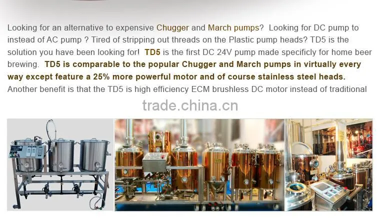 Stainless steel pump head and chamber beer brewing pump