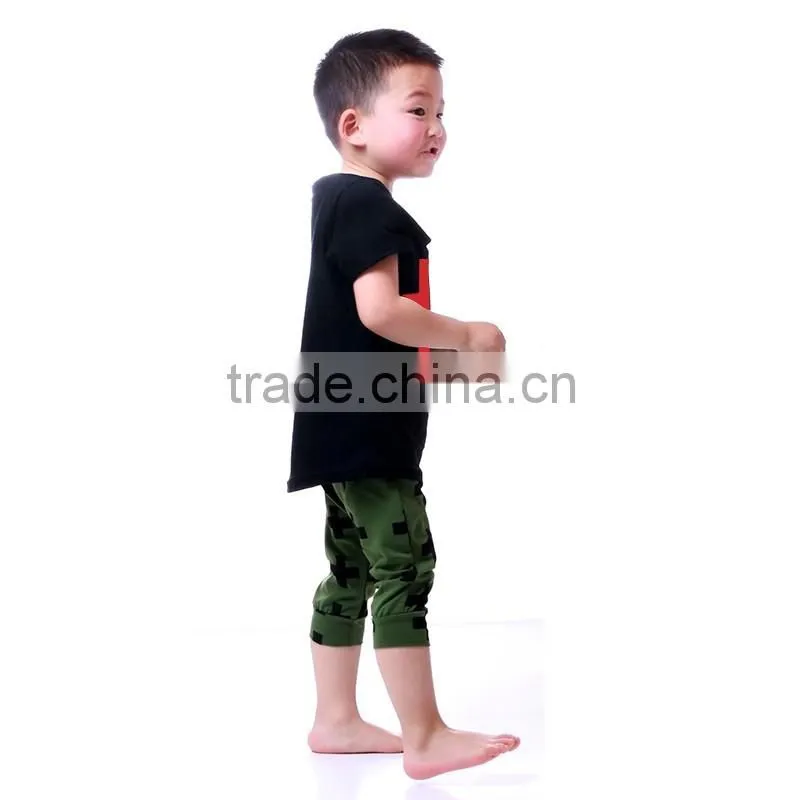 New coming stylish casual red and black cross haren pant cotton suit comfortable boy clothing sets