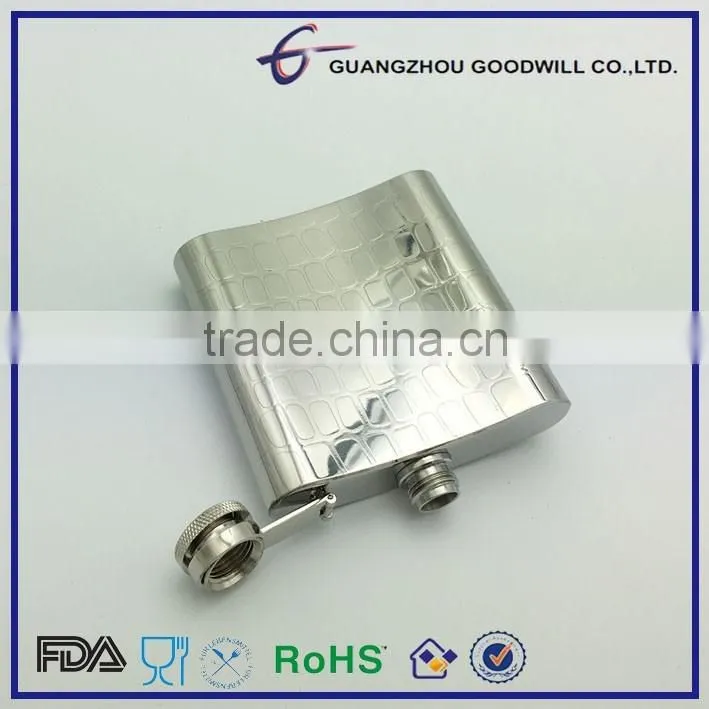 Stainless Steel hip flask/flask wth decorative emboss