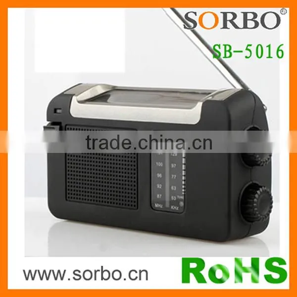 Popular Multifunctional FM Alarm Clock Radio Emergency Lantern With Handheld Solar Rechargeable Torch Light
