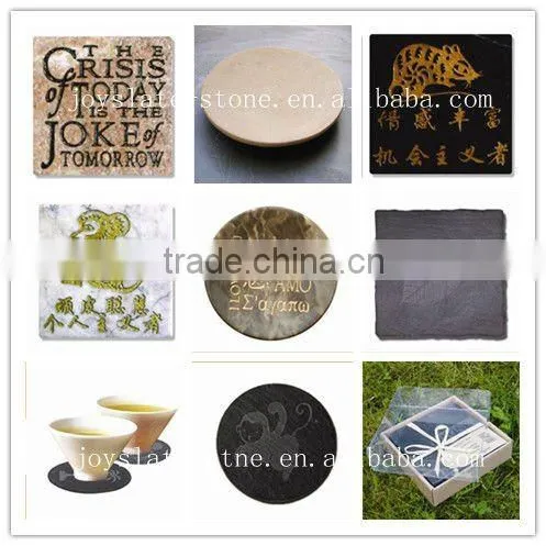 Natural black slate round coaster for homeware