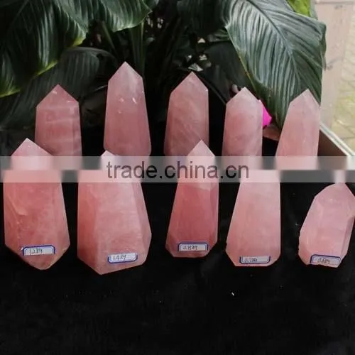 natural rock rose quartz stone crystal towers